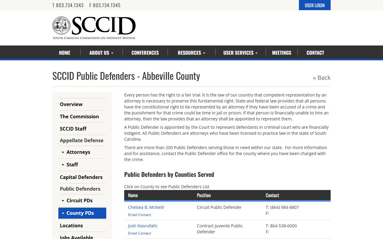 Abbeville County Clerk of Court public defender listing