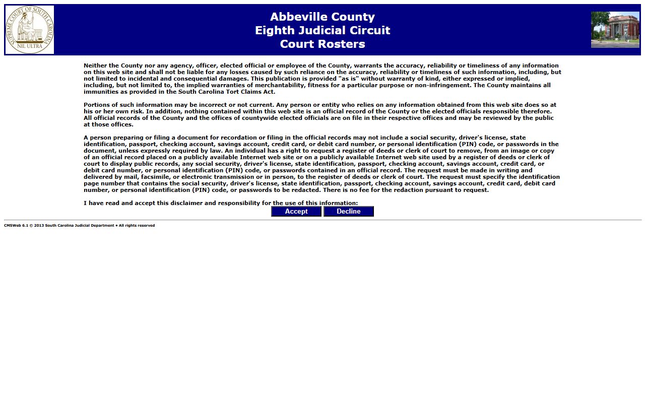 Abbeville County Clerk of Court court rosters