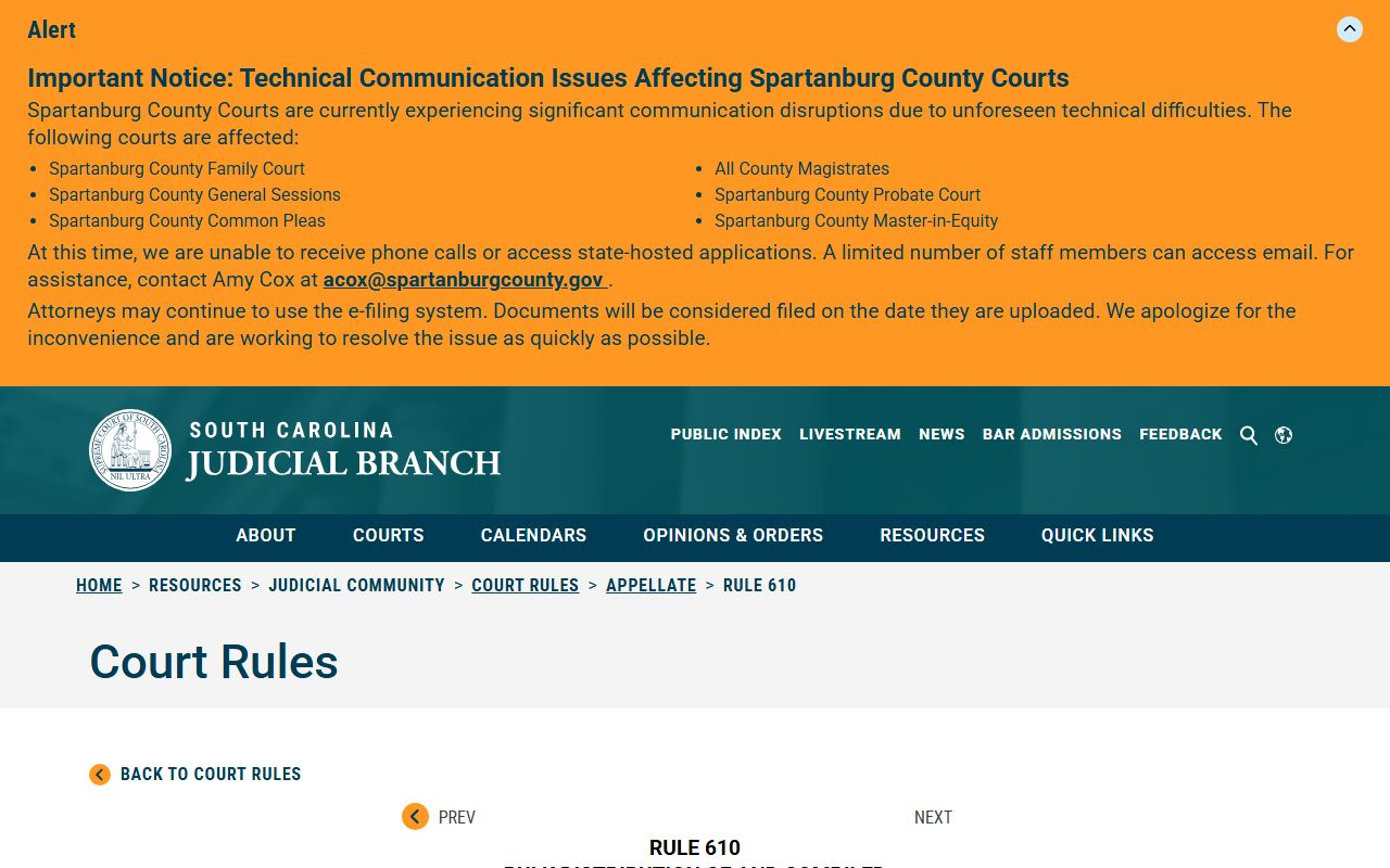 Abbeville County court records Rule 610 court rule text