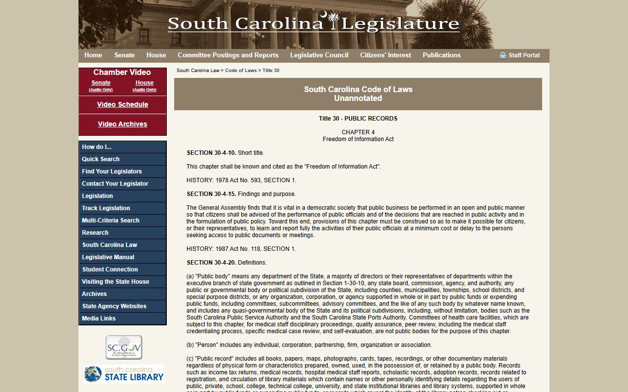 Abbeville County court records South Carolina FOIA statute