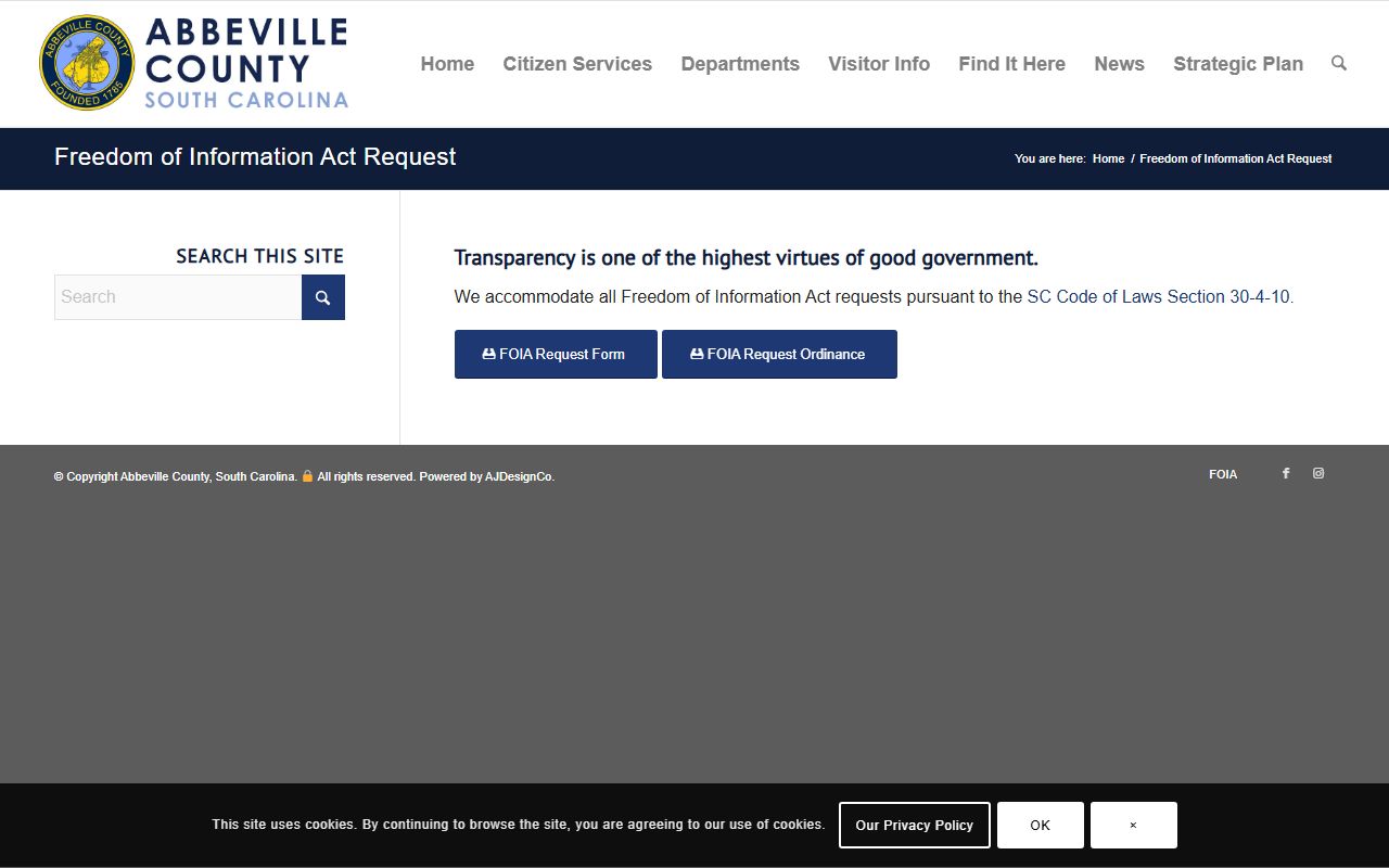 Abbeville County court records FOIA request page