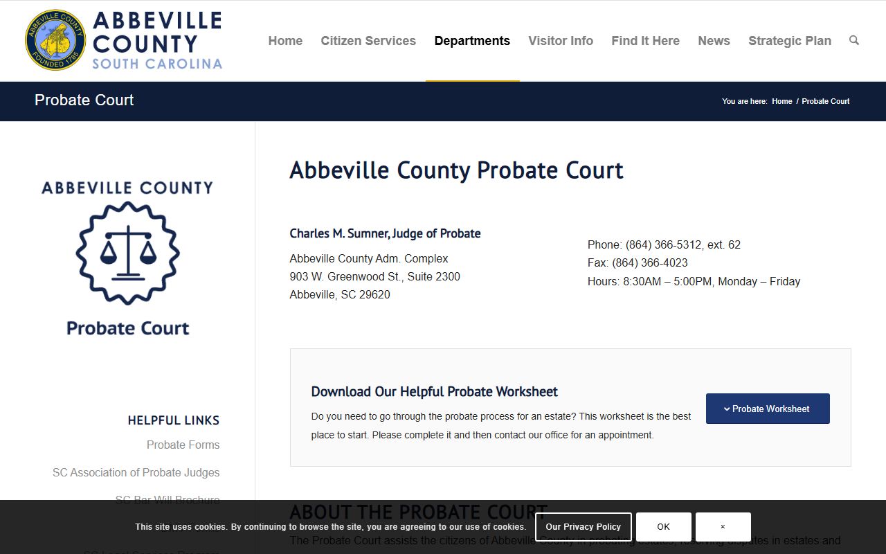 Abbeville County probate court records page