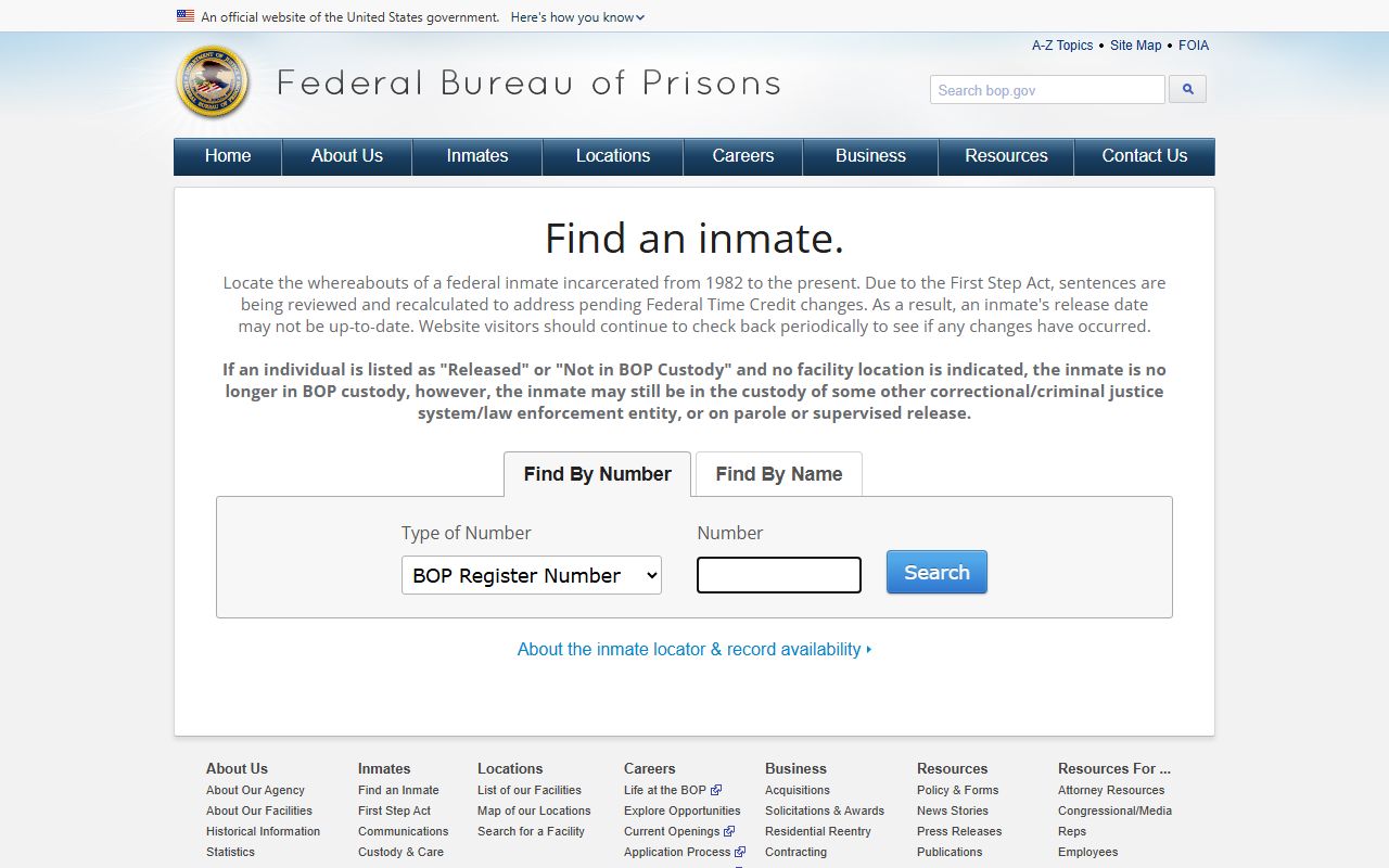 Abbeville County inmate federal custody lookup through BOP inmate locator