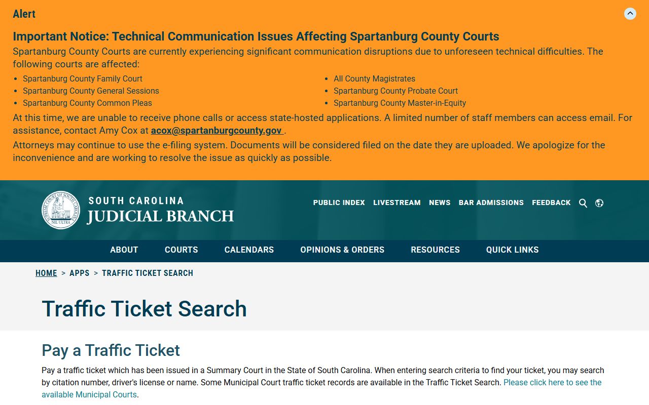Abbeville County traffic court records SC traffic ticket search