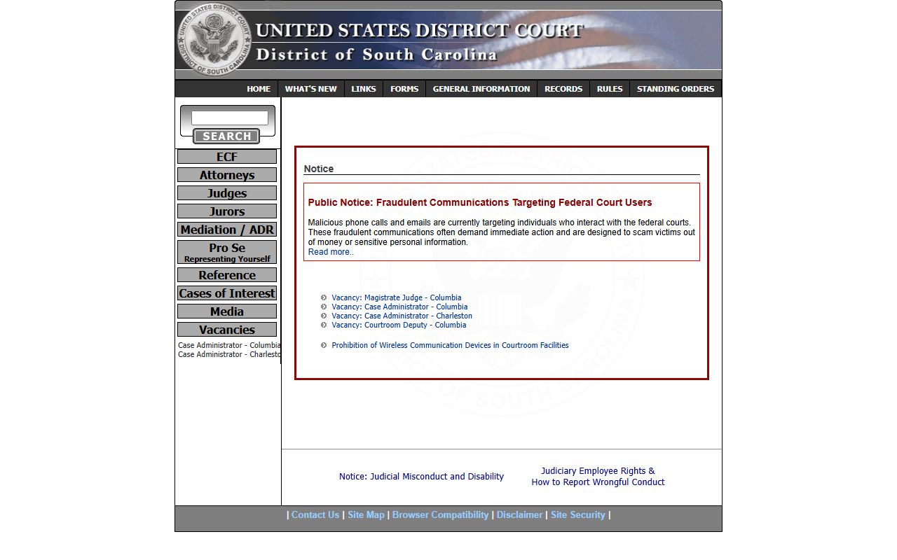 Abbeville County warrant federal District of South Carolina court website